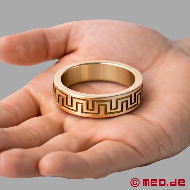 Luksuslik "La Greca" mustriga kuldne Cock Ring - 5