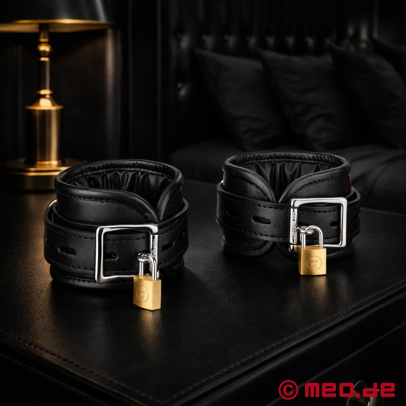 Leather ankle cuffs, padded - black - AMSTERDAM - 2