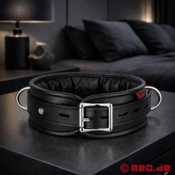 带衬垫的黑色皮革衣领，阿姆斯特丹系列 - Thumbnail