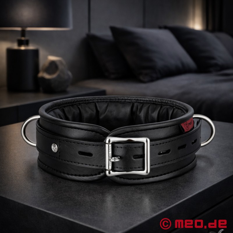 Halsband aus schwarzem Leder mit Polsterung, Amsterdam-Kollektion - 2