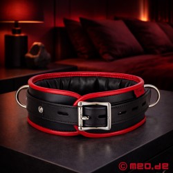 Collier BDSM en cuir – noir/rouge - Amsterdam - Thumbnail