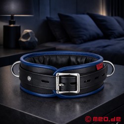 Cuello de cuero, acolchado, negro/azul, colección Amsterdam - Thumbnail