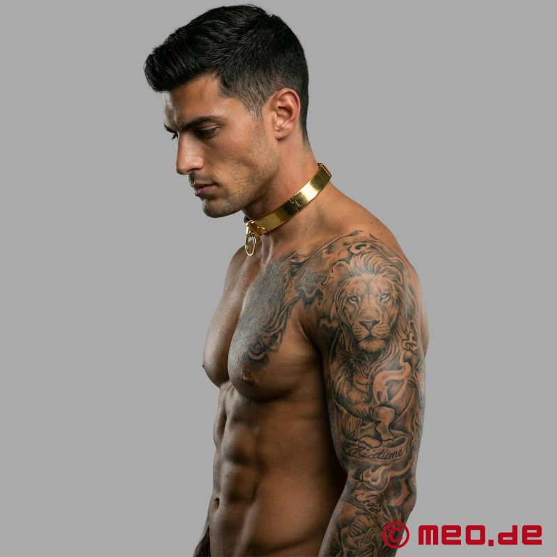 Collare BDSM dorato con O-ring - 3