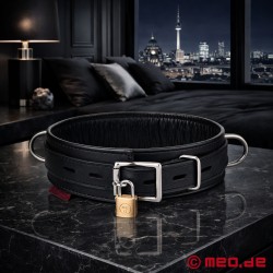 Uzamykateľný kožený obojok - Black Berlin™ collection od MEO® - Thumbnail