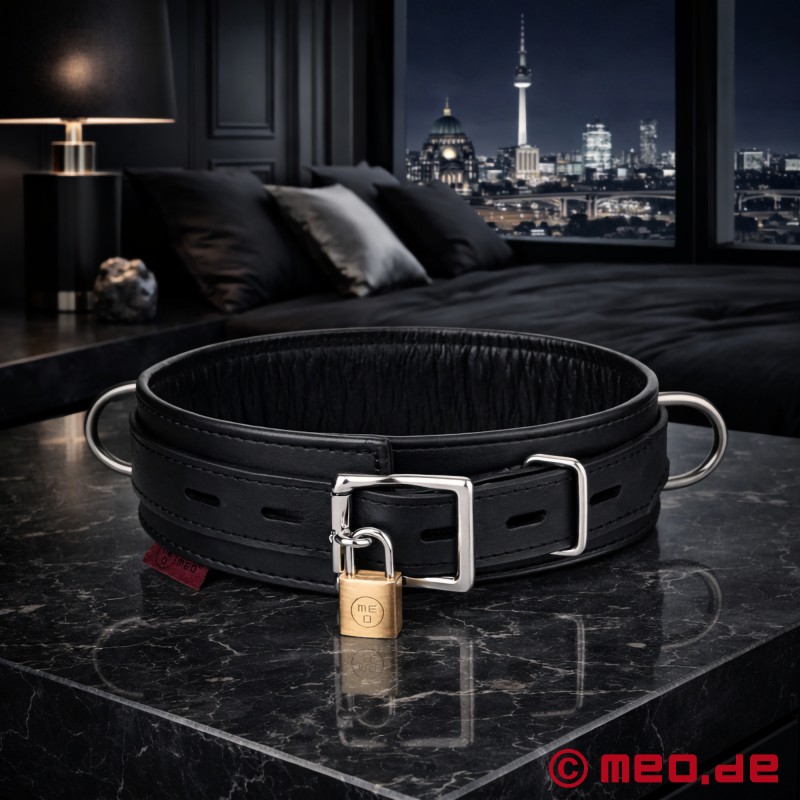Uzamykateľný kožený obojok - Black Berlin™ collection od MEO® - 1