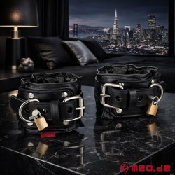 Padded Lockable Leather Ankle Cuffs - San Francisco Collection - Thumbnail