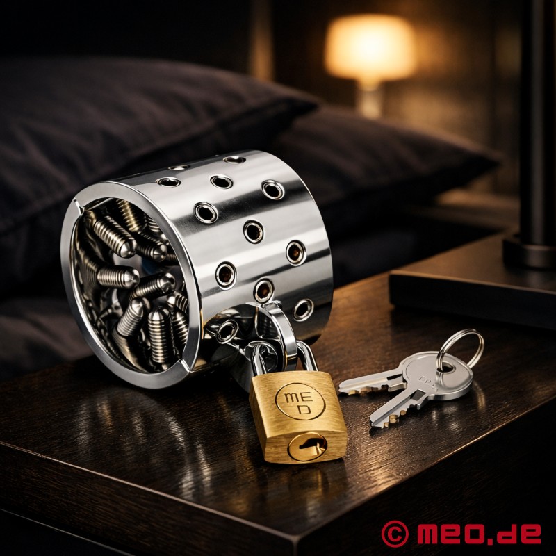 Iron Maiden af Dr. Sado - CBT - Cockring og ball stretcher med pigge - 1