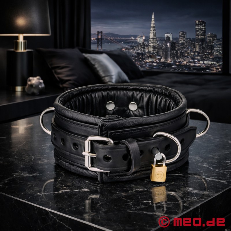 BDSM-halsband i läder med D-ringar - MEO San Francisco Collection - 1