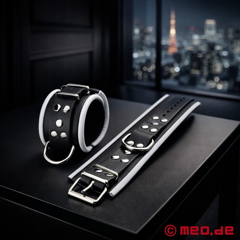 Manette in pelle Distinct™, imbottite, nere/bianche, di MEO® - 2
