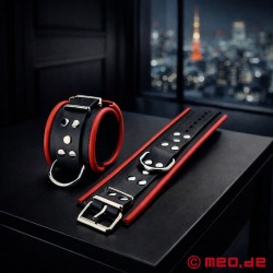 Cavigliere in pelle, imbottite - nero / rosso - Thumbnail