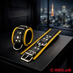 皮革脚镣（jiǎoliào），带衬垫 - 黑色/黄色