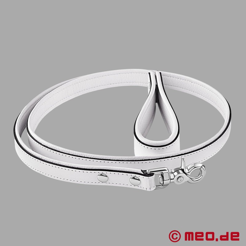 Hoogwaardige witte leren bondage leiband, Venezia collectie - 3