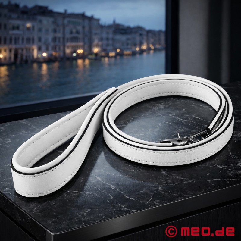 Hochwertige Bondage-Leine aus weißem Leder, Venezia-Kollektion - 1
