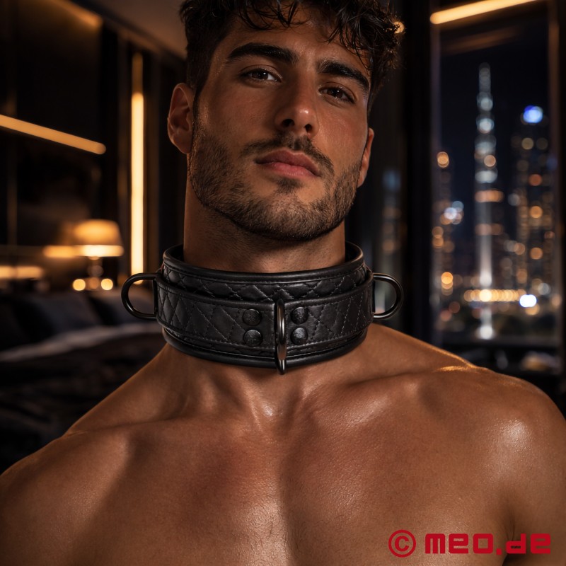 Leren BDSM halsband - Black Diamond™ serie van MEO® - 2