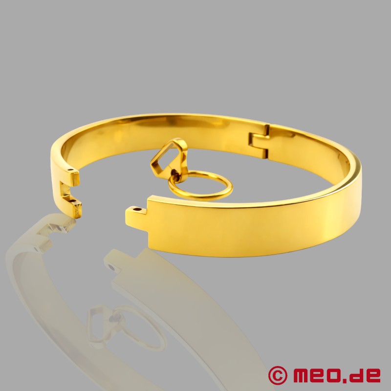 Collier BDSM doré avec anneau en O - 4