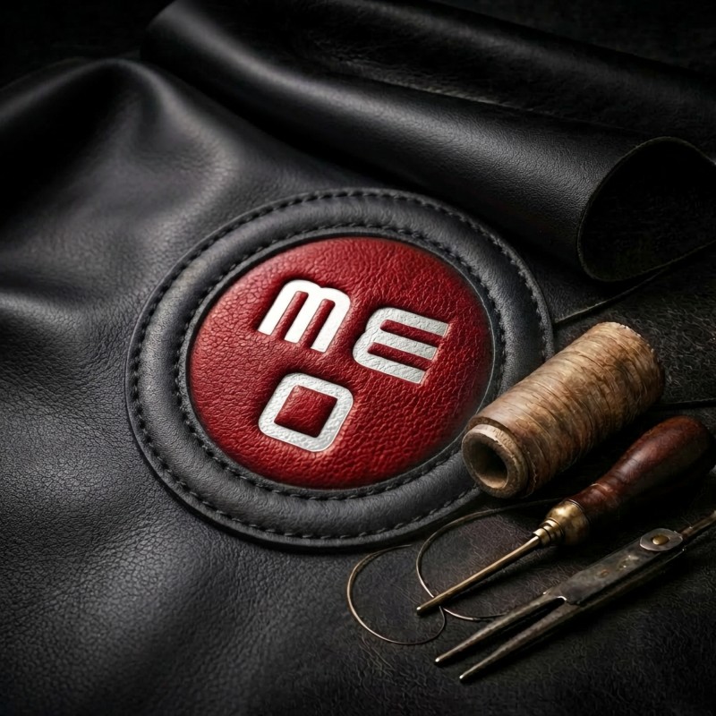 Zwart en rood leren bondagehalsband uit de Distinct collectie van MEO® - 4