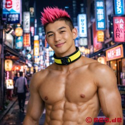 Obroża BDSM wykonana z neoprenu w kolorze żółtym - MEO Germany - Thumbnail