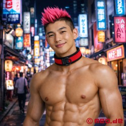 Red BDSM Collar Made of Neoprene - Thumbnail