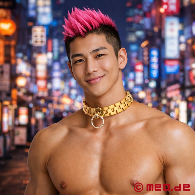 Spartacus™ BDSM Collar - Gold Metal Bondage Collar with O-Ring - 2