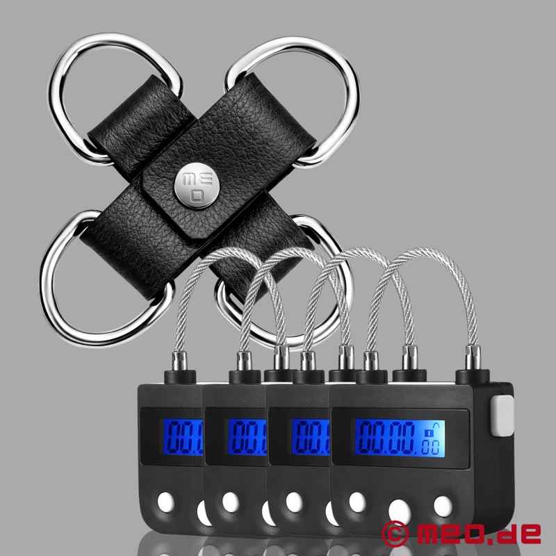 Lien Hog Tie à anneaux en D avec cadenas à minuterie - 1