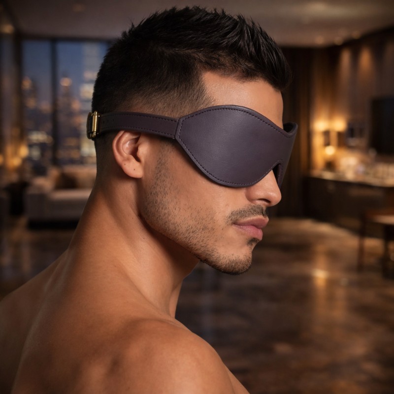 Luxuriöse Bondage-Augenmaske aus Leder, Kollektion Bohème - 5