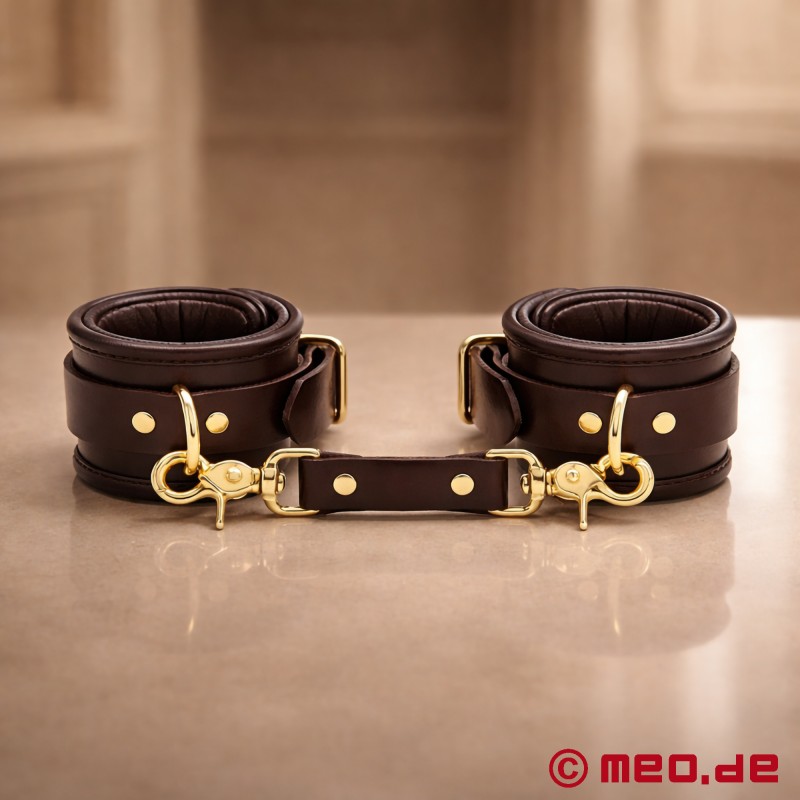 Bohème Leather Wrist Cuffs - Luxury Bondage Restraints with Gold Hardware by MEO Germany - 1