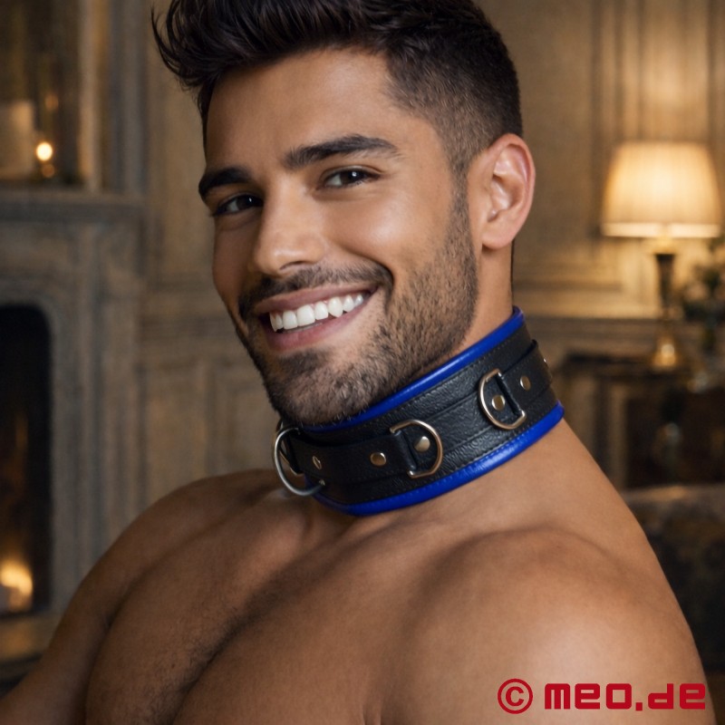 Collier BDSM en cuir – noir/bleu – Amsterdam - 1