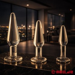 硼硅酸盐玻璃制成的豪华肛门塞 - 3 件套