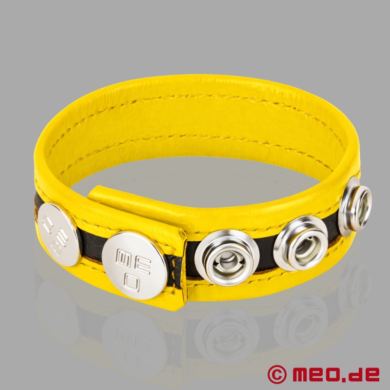 Reguliuojamas oda išgaubtas penio žiedas - geltonas - HankyCode™ - 2