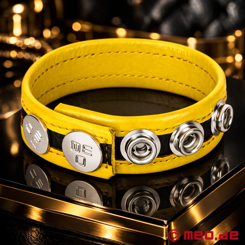 Anel para o pénis ajustável em couro - amarelo - HankyCode™ - 1