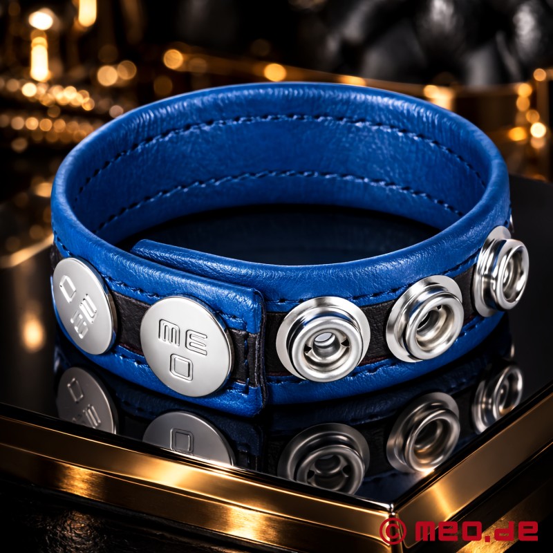 Anillo de pene de cuero ajustable - azul - HankyCode™ - 1