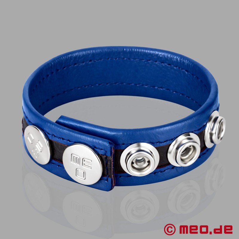 Verstelbare leren cockring - blauw - HankyCode™ - 2