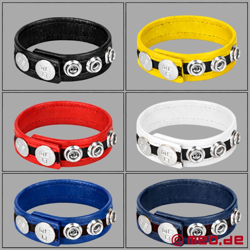 Adjustable Leather Cock Ring - Red - HankyCode™ - 4