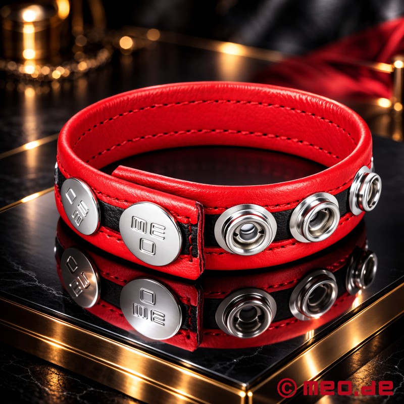 Verstellbarer Penisring aus Leder - rot - HankyCode™ - 1