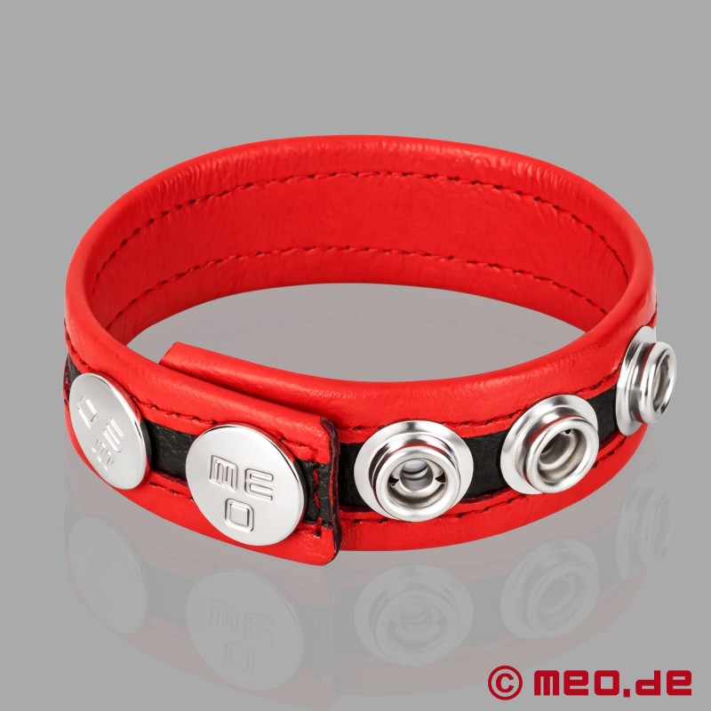 Adjustable Leather Cock Ring - Red - HankyCode™ - 2