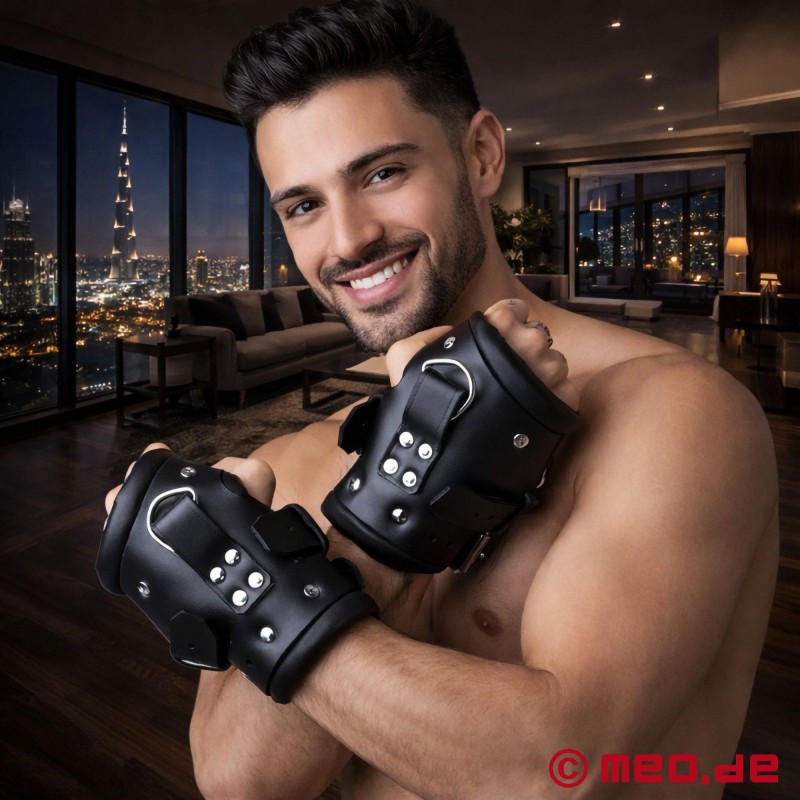 FettersMax Leather Wrist Restraints - Heavy Duty 3 Buckle BDSM Cuffs by MEO Germany - 1
