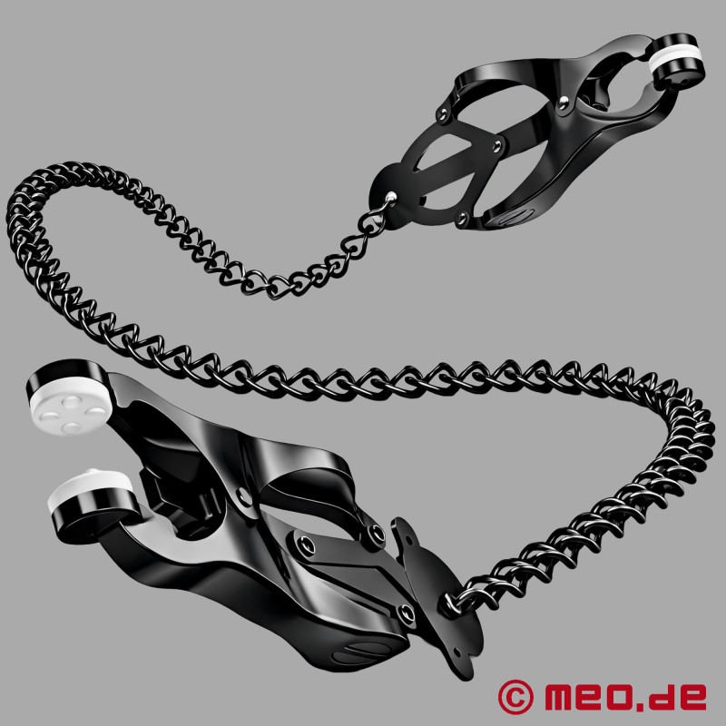 Black Clover Nipple Clamps - Japan-Style Nipple Play with Pull Chain - 2
