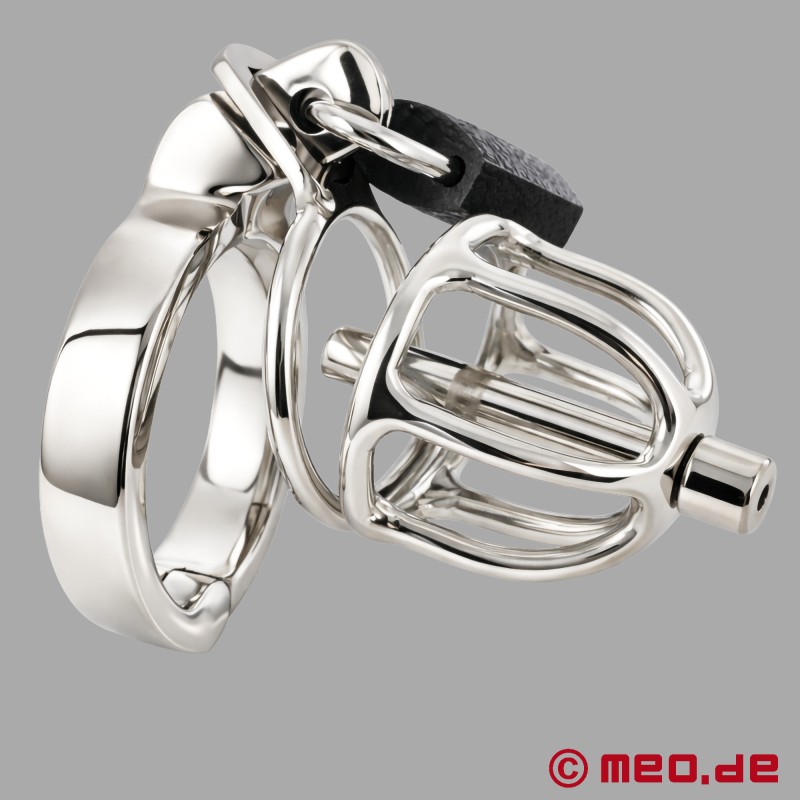 NoPacha® Spartacus™ - Stainless Steel Chastity Cage with Removable Penis Plug - 3