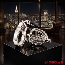 NoPacha® Spartacus™ - Stainless Steel Chastity Cage with Removable Penis Plug - Thumbnail