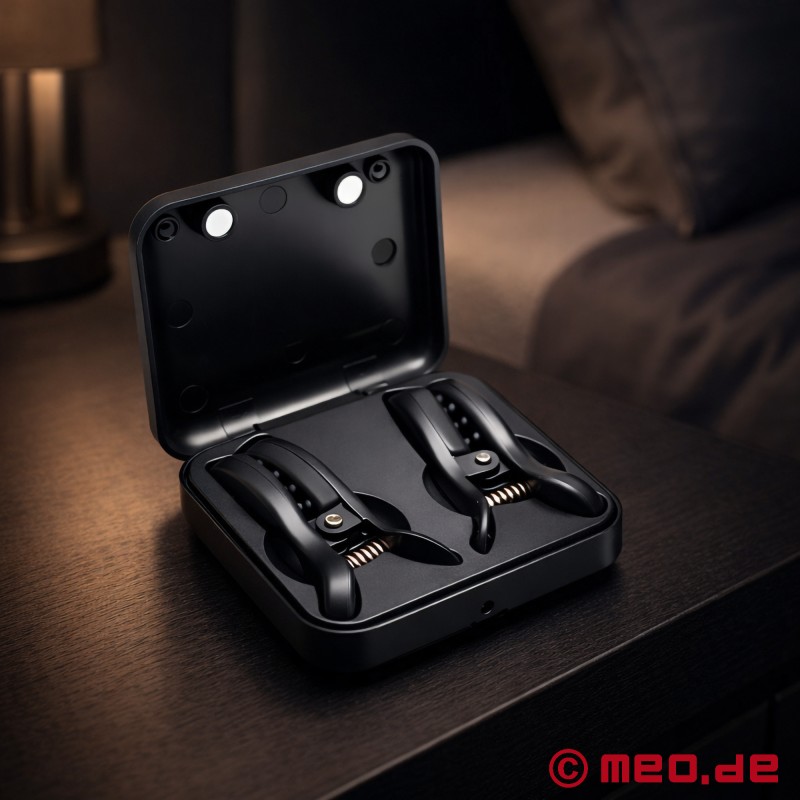 Vibrating Nipple Clamps - DarkNip™ - Nipple Clamps with Charging Case - 2