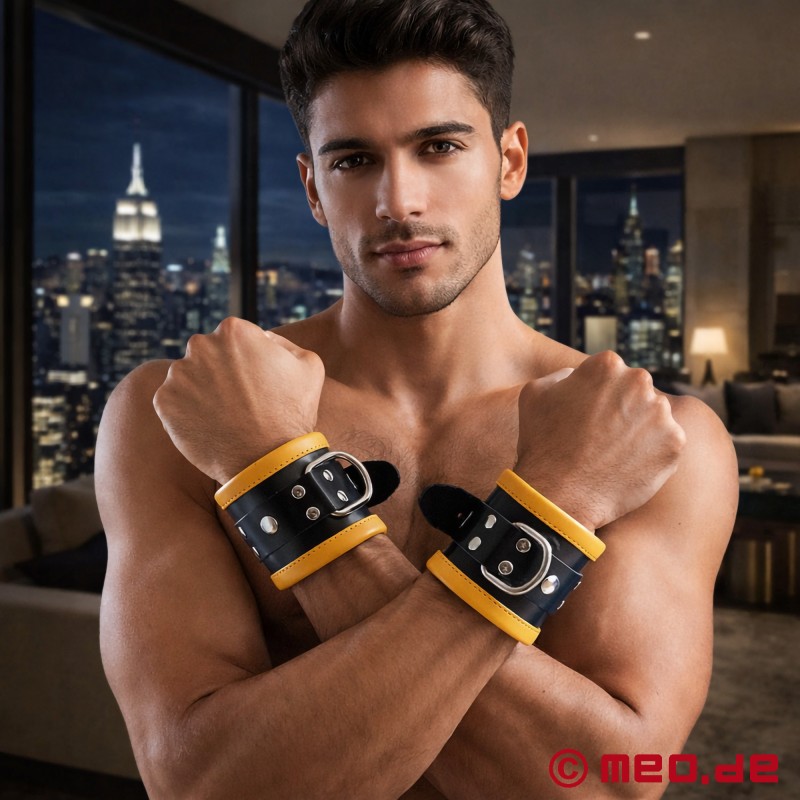 Distinct™ algemas em couro, acolchoadas, preto/amarelo, da MEO® - 1