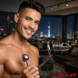 NoPacha Chastity Belt with Anal Intruder - Full Metal Locking System for Double Penetration & Erection Denial