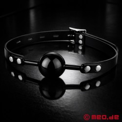 Black Silicone Ball Gag - Lockable BDSM Gag by MEO® - Thumbnail