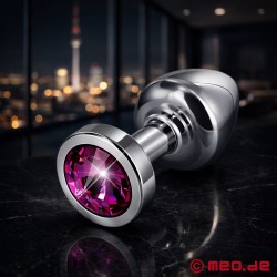 Biżuteria analna - Silver Star Ametista - Luksusowy butt plug z kryształem - Thumbnail