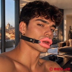 SuckMe™ ağızlık by MEO® - Kayışlı pembe silikondan yapılmış blowjob dudakları