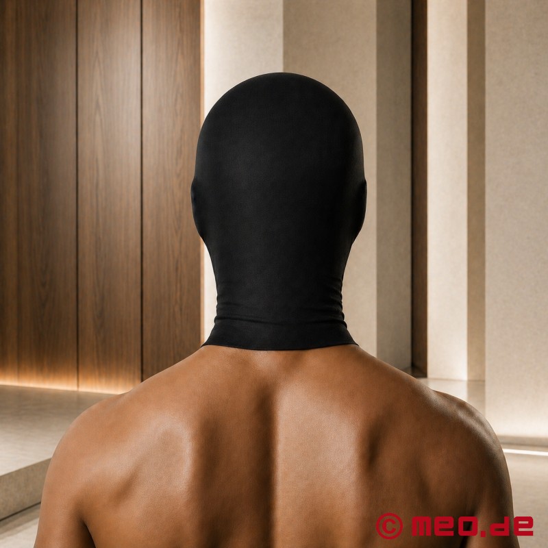 Black Fetish Hood by MEO® - Spandex Mask with Nose Holes and Zippered Mouth Opening - 3