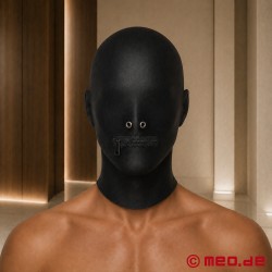 MEO®'dan siyah fetiş maskesi - Burun delikleri ve ağız açıklığı olan spandex maske - Thumbnail