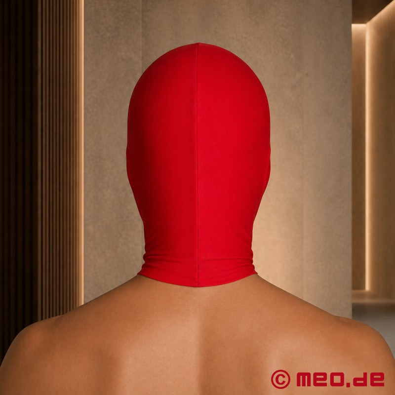 Röd fetischmask - ogenomskinlig spandexmask - 3