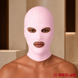 Mască fetiș BDSM roz - mască din spandex cu deschideri pentru gură și ochi