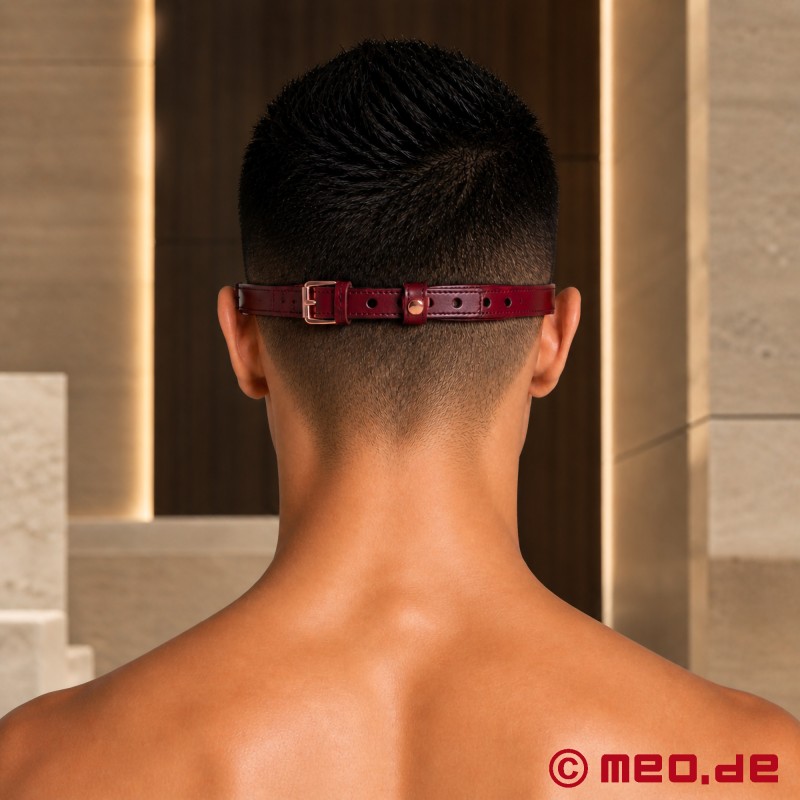 BDSM blinddoek De Luxe van leer, bordeaux-kleurig, gewatteerd - NOBLESSE - 4
